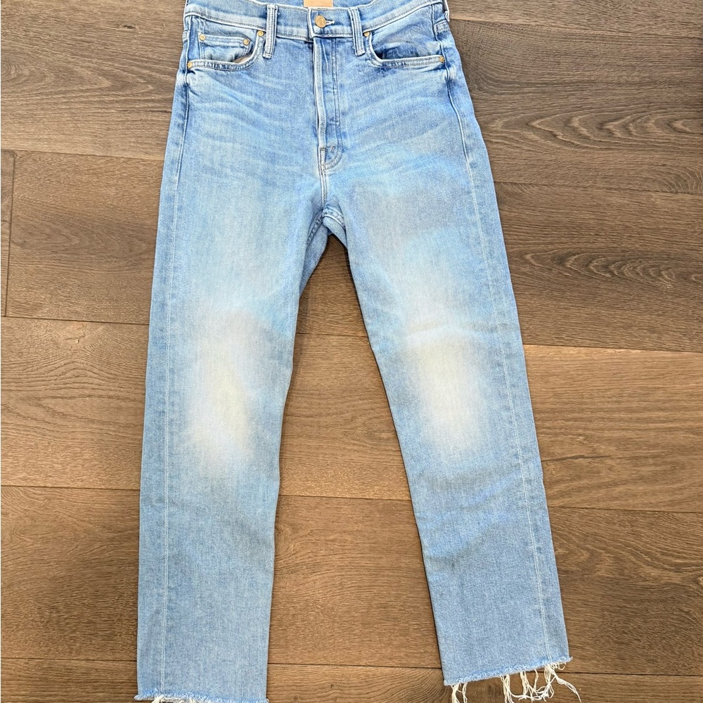 MOTHER Light Blue Ankle Fray Jeans
